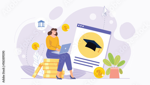 A professional depiction of the educational loan process with student-friendly visuals, highlighting financial aid and accessible banking solutions.
