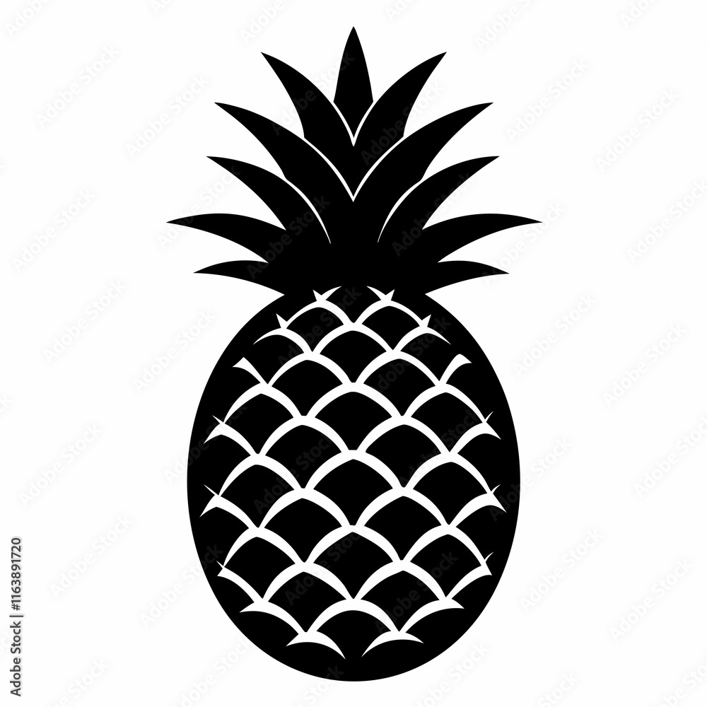 Tropical Pineapple Outline Vector Art Tropical Pineapple Outline Vector Art