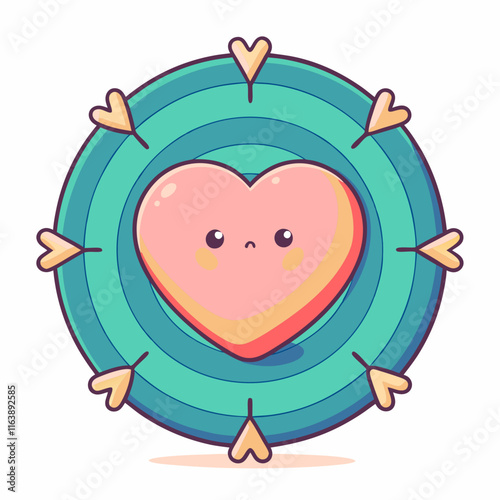 Valentine's heart target romantic illustration digital art playful style whimsical design concept