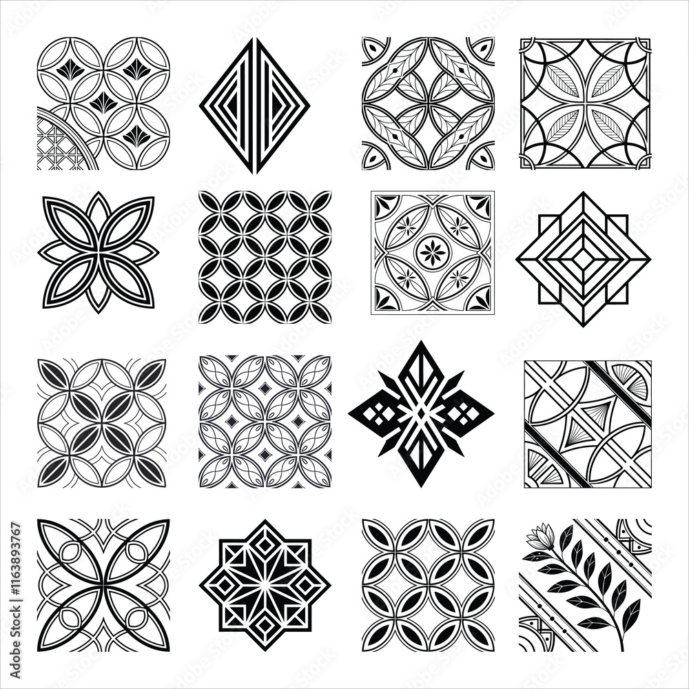 Fototapeta premium geometric windows and wall ornament vector collection.