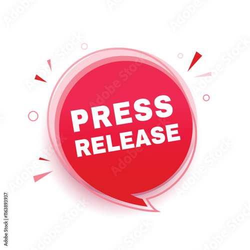 Press release banner, announcement design speech bubble icon. vector graphic template.