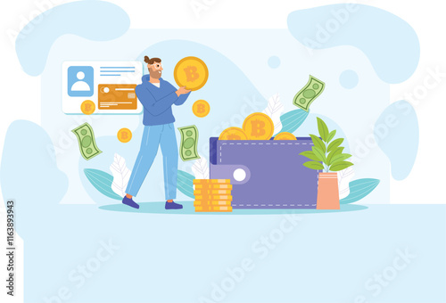 A sleek design emphasizing wallet management, featuring Bitcoin storage, analytics, and financial insights for cryptocurrency users.