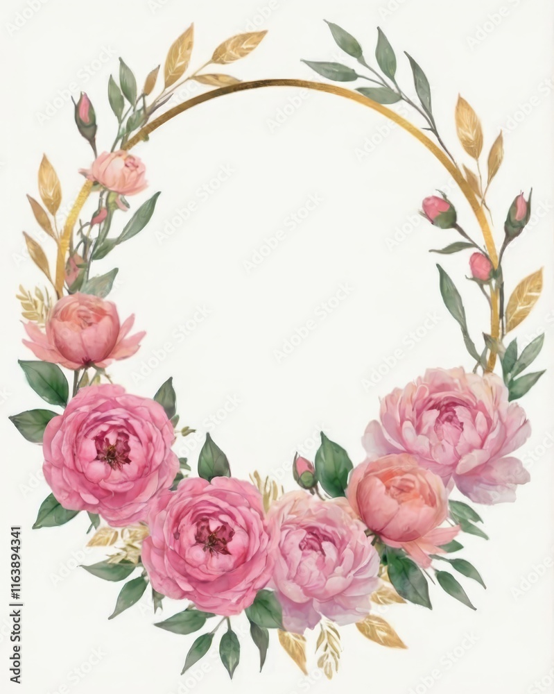 corona de flores de acuarela. tarjeta de invitación