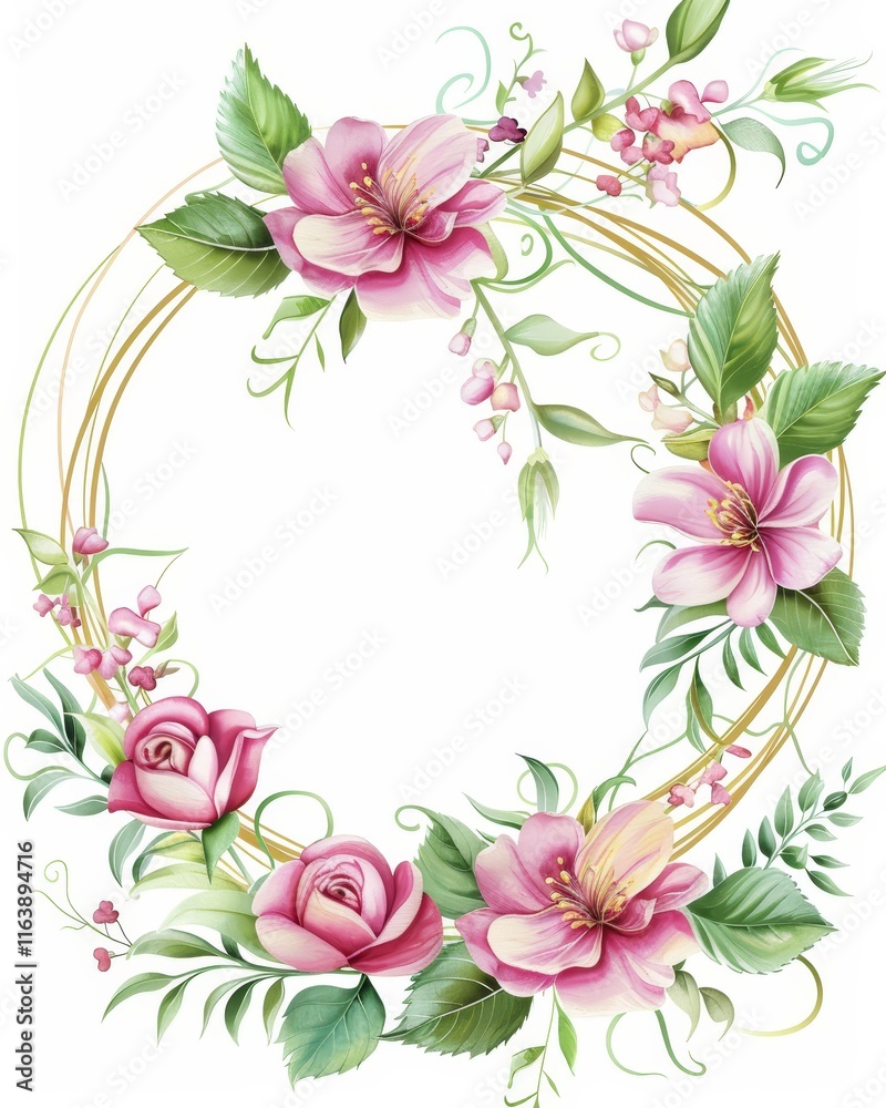 Obraz premium corona de flores de acuarela. tarjeta de invitación