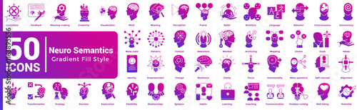 Neuro Semantics 50 icon set in gradient fill style