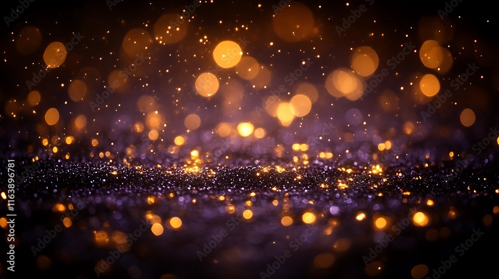 Naklejka premium Glittering Gold and Purple Bokeh Background