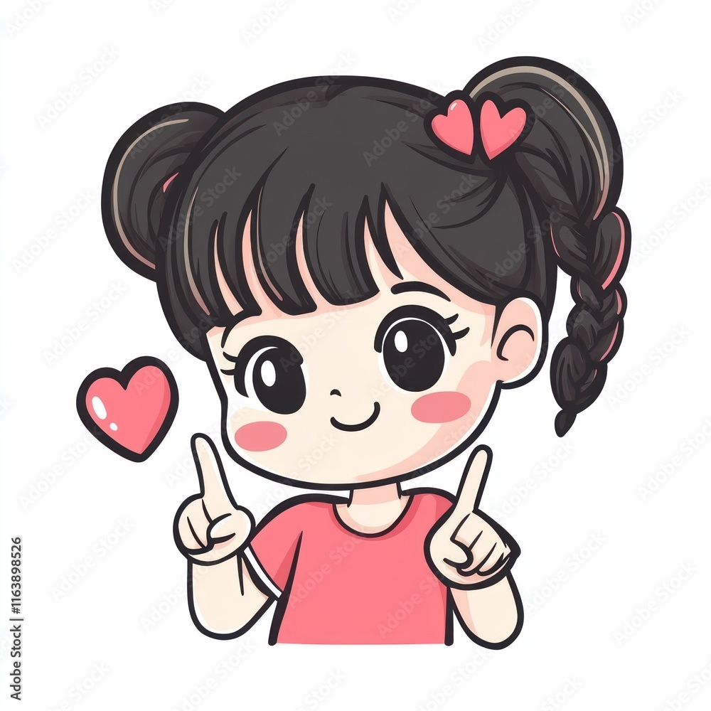 Cartoon Kawaii Chibi style hand making finger heart Isolated on White Background Generative AI Cartoon Kawaii Chibi style hand making finger heart Isolated on White Background Generative AI