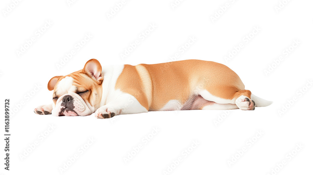 Sleeping bulldog with relaxed expression and soft fur Sleeping bulldog with relaxed expression and soft fur