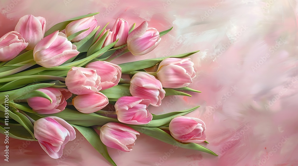 Obraz premium a bouquet of pink tulips