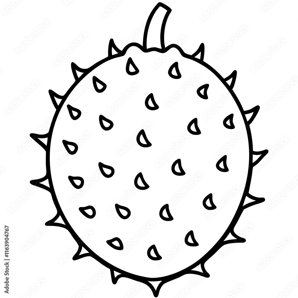 Abstract Kiwano Vector Line Drawing Abstract Kiwano Vector Line Drawing
