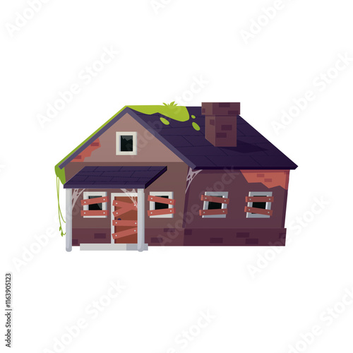 Vector illustration of an old abandoned house on an isolated background.
