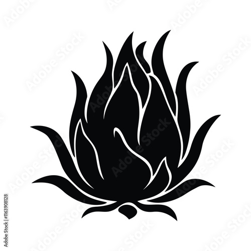 A simple minimal Dragon fruit Black silhouette vector art