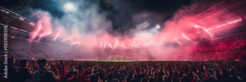 Electric Atmosphere of the FC Bayern Munich Game Under Spectacular Lights with Fans in Full Force: The Ultimate Football Experience