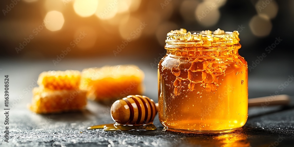 Jar of honey product photography Jar of honey product photography