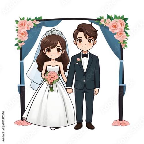 Romantic couple moments on transparent background 