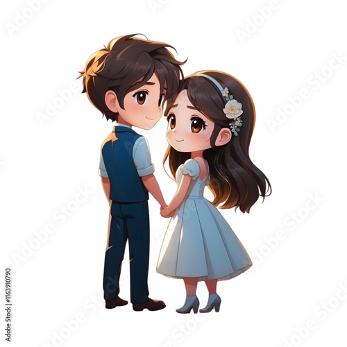 Romantic couple moments on transparent background 