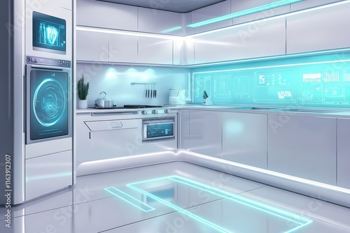 Futuristic Smart Kitchen Design With Integrated Technology photo