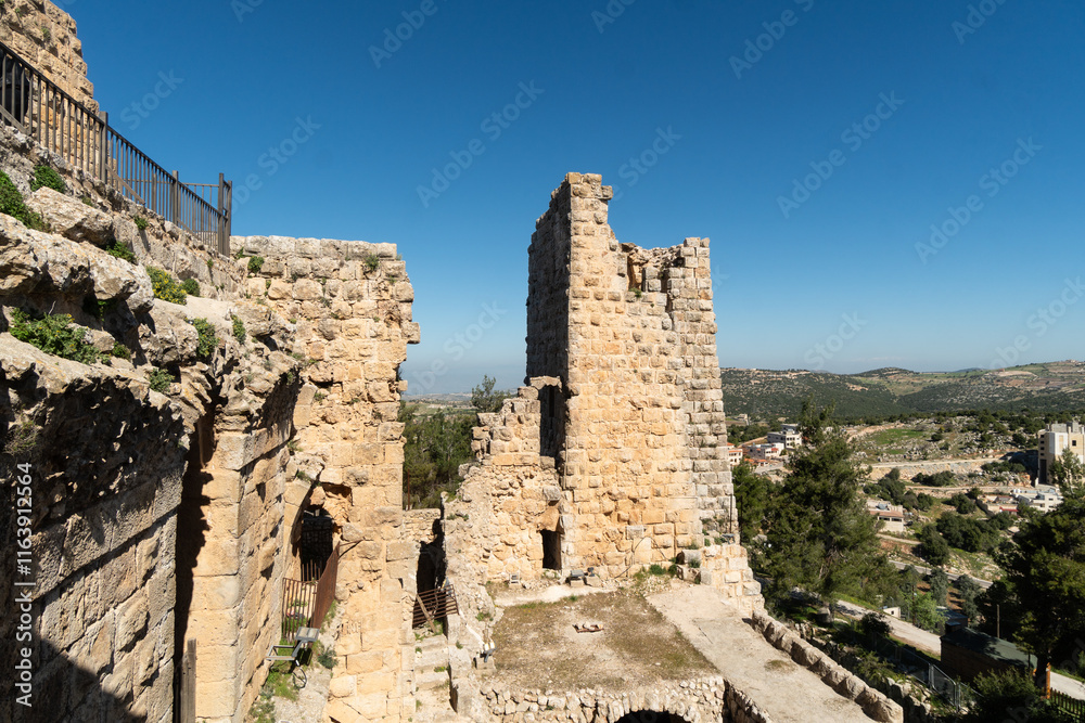 Ajloun, Jordan: The famous Ajloun castle that dates back to the 12th century in northern Jordan near Jerash in the middle east on a sunny day