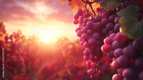Red grapes on plantations	

