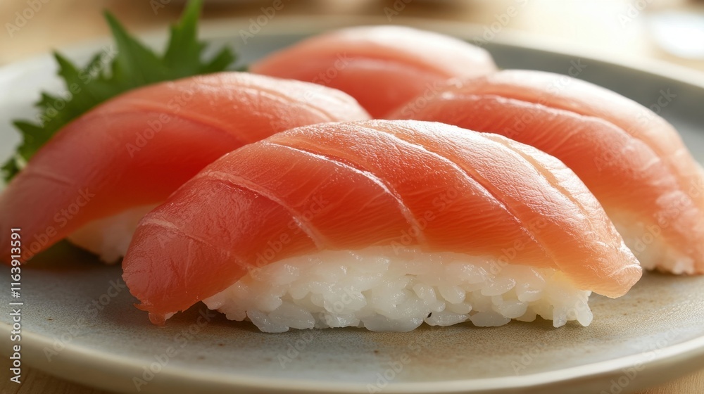 Fresh Sushi Plate with Focus on Fish and Rice Fresh Sushi Plate with Focus on Fish and Rice