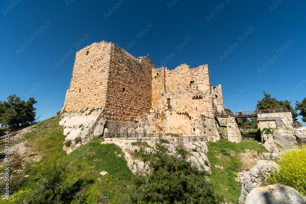 Ajloun, Jordan: The famous Ajloun castle that dates back to the 12th century in northern Jordan near Jerash in the middle east on a sunny day