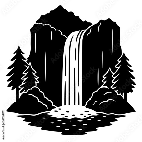 Black Waterfall Vector Illustration