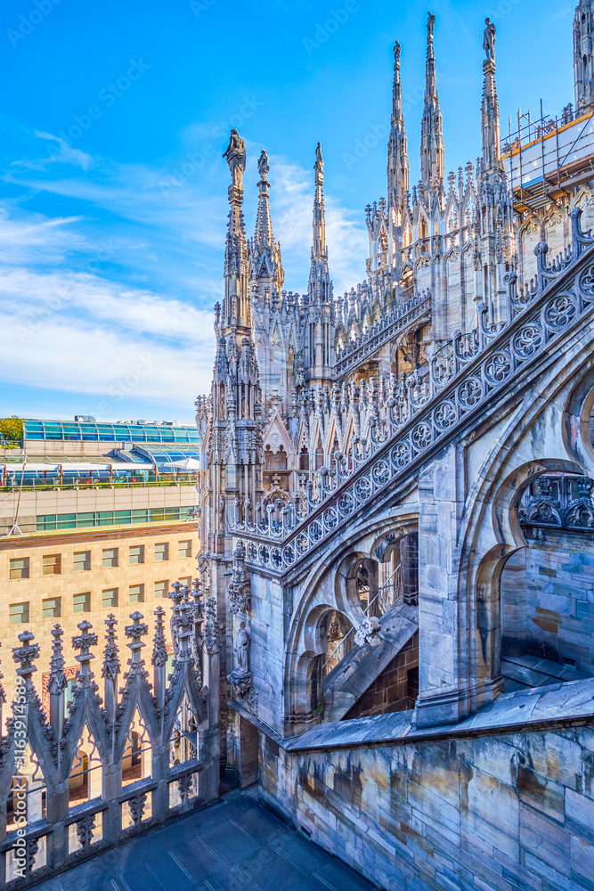 The roof of Milan Cathedral is a stunning display of Gothic architecture, Italy