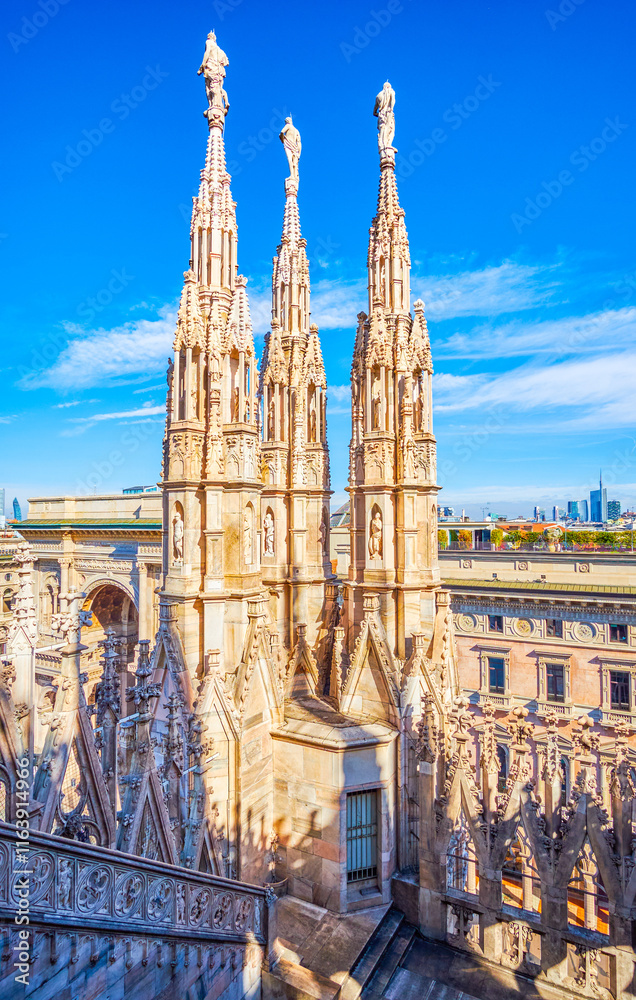 The iconic forest of spires on Milan Cathedral, Italy