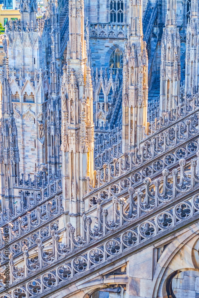 The roof of Milan Cathedral is a stunning display of Gothic architecture, Italy