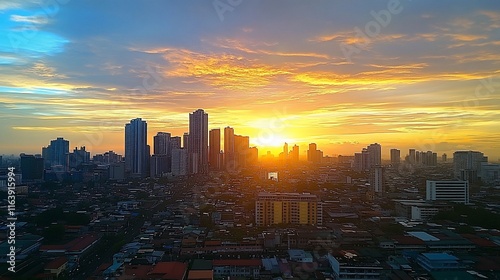 Golden Manila Sunset: Cityscape Panorama at Dusk