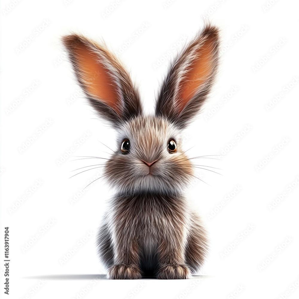 Lovable AI rabbit with fluffy, metallic ears. vector style art 3d illustration Isolated on White Background Lovable AI rabbit with fluffy, metallic ears. vector style art 3d illustration Isolated on White Background