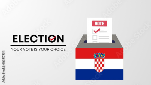  Croatia election 2025 concept, democracy, flag. Vector icon illustration