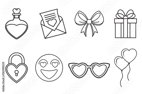 Valentine's Day and Love Icons set