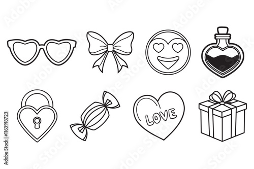 Valentine's Day and Love Icons set