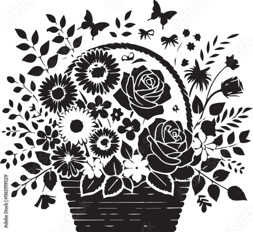 busket of flower vector
