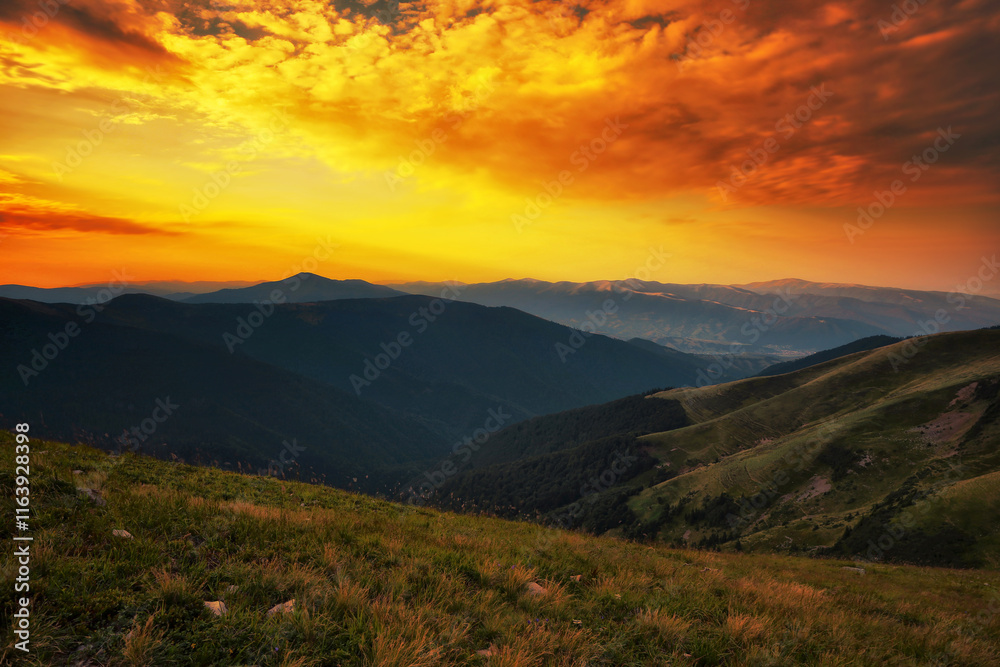 summer nature scenery, scenic sunset view in the mountains summer nature scenery, scenic sunset view in the mountains
