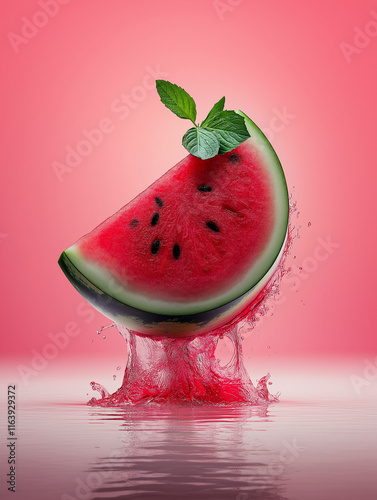 Saftige Wassermelone mit spritzigem Wassersplash

 photo