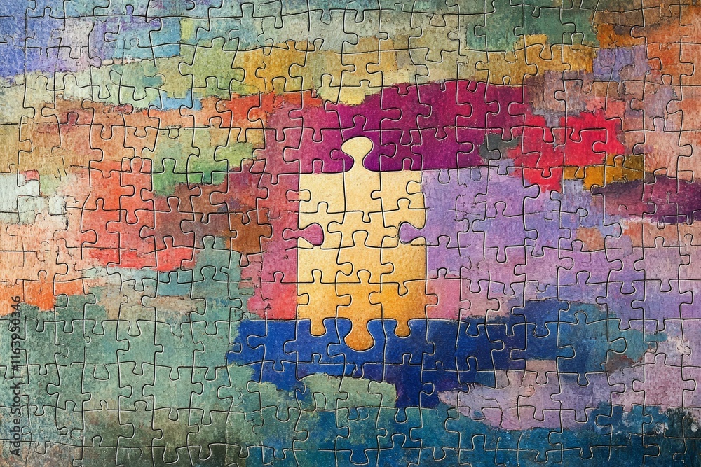 Fototapeta premium The Missing Puzzle Piece, Dissociative Amnesia