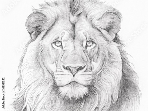 An AI-generated image of a lion redrawn as a black and white pencil drawing photo