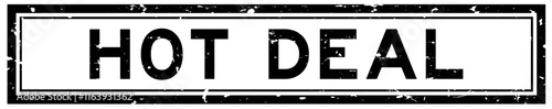 Grunge black hot deal word square rubber seal stamp on white bacckground