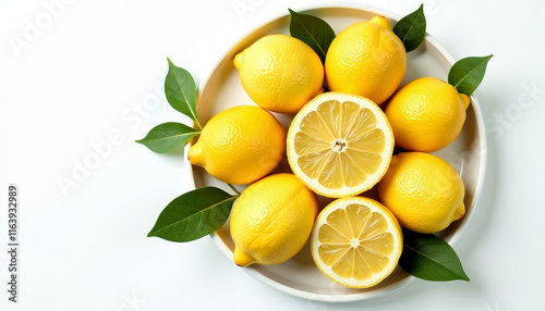 Wallpaper Mural Fresh Lemons on a Plate - A Vibrant Citrus Delight Torontodigital.ca