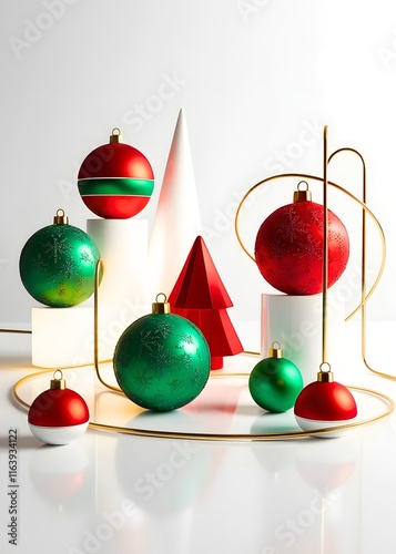 Christmas balls on white background. Generative By Ai