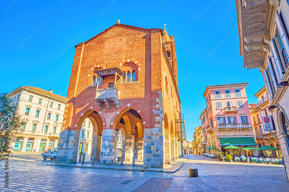 Medieval Arengario building on Piazza Roma in Monza, Italy