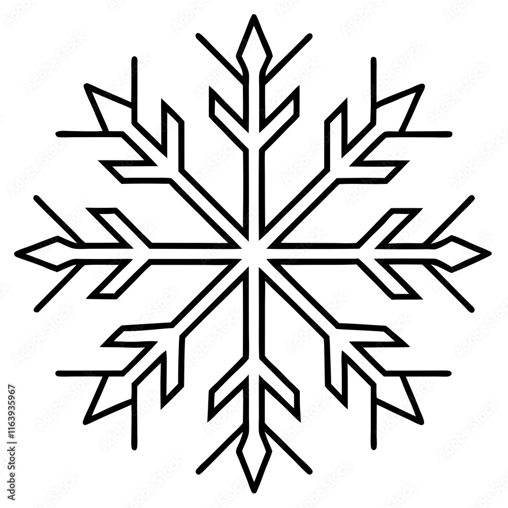 Intricate Snowflake Line Art for Vector Designs Intricate Snowflake Line Art for Vector Designs
