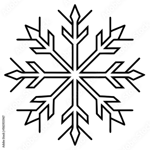 Intricate Snowflake Line Art for Vector Designs