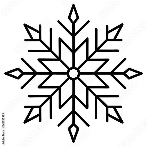 Intricate Snowflake Line Art for Vector Designs