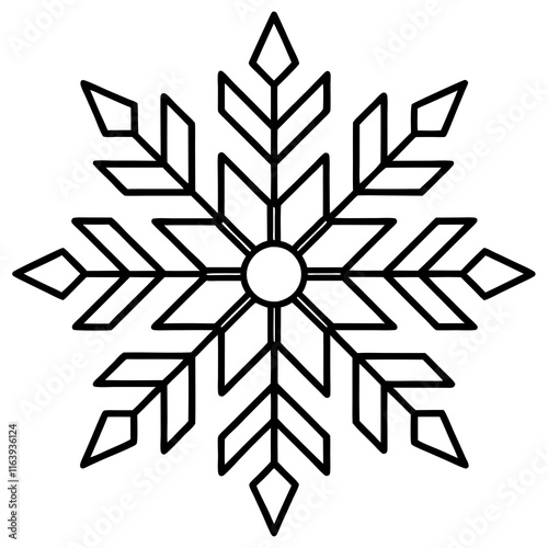 Intricate Snowflake Line Art for Vector Designs