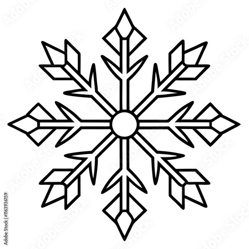Intricate Snowflake Line Art for Vector Designs
