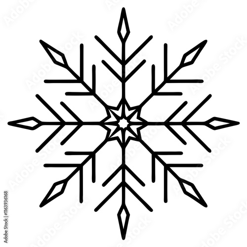 Intricate Snowflake Line Art for Vector Designs
