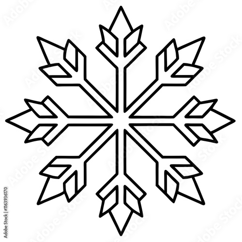 Intricate Snowflake Line Art for Vector Designs